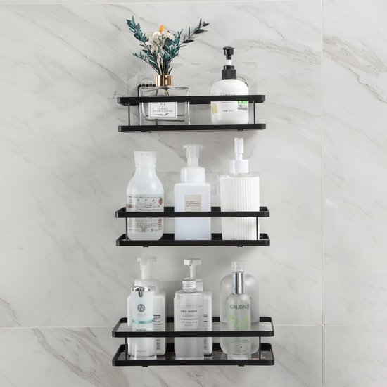Unyqoos ® Innovatief Wandgemonteerd Organizer Rek voor Badkamer en Keuken met Drie Korven