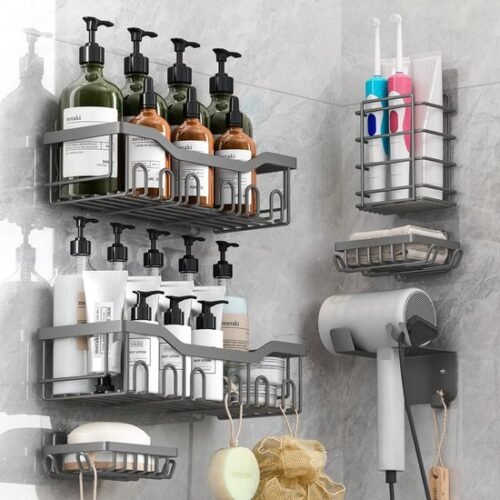 Unyqoos ® Stijlvolle Zelfklevende Doucheplank Set met Multifunctionele Houders voor Badkamer en Keuken
