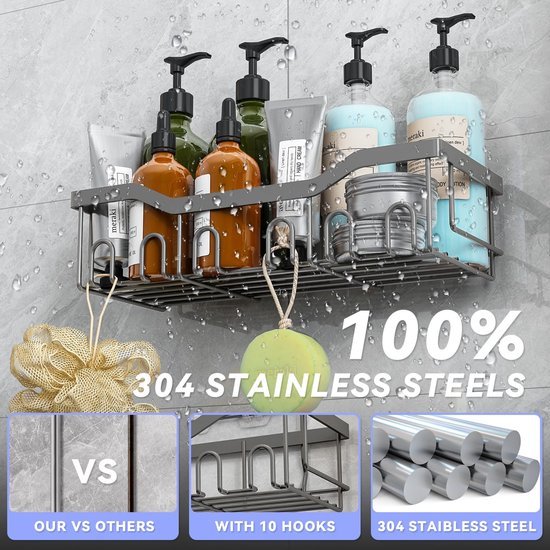 Unyqoos ® Stijlvolle Zelfklevende Doucheplank Set met Multifunctionele Houders voor Badkamer en Keuken