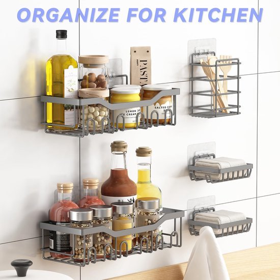 Unyqoos ® Stijlvolle Zelfklevende Doucheplank Set met Multifunctionele Houders voor Badkamer en Keuken