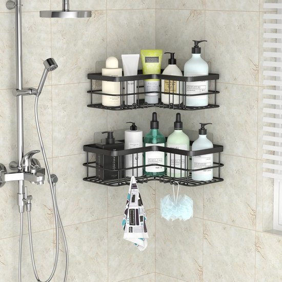 Unyqoos® Stijlvolle Zelfklevende Doucheplank Set van 2 voor Badkamer en Keuken Zonder Boren