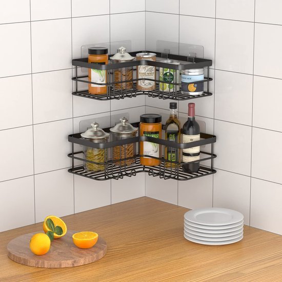 Unyqoos® Stijlvolle Zelfklevende Doucheplank Set van 2 voor Badkamer en Keuken Zonder Boren