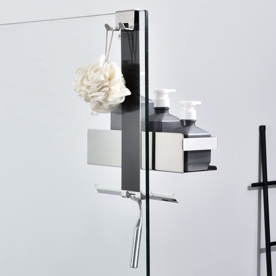 Unyqoos ® Praktische Doucheplank van Roestvrij Staal met Haken en Drainage Ontwerp