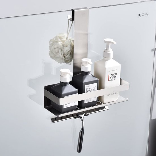 Unyqoos ® Praktische Doucheplank van Roestvrij Staal met Haken en Drainage Ontwerp