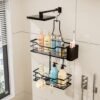 Unyqoos® Draaibare Douchehanger met Ruime Opbergmanden en Verstelbare Haken voor Badkamerorganisatie