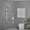 Unyqoos ® Telescopisch Hoekrek voor Badkamer zonder Boren met Verstelbare Douchemanden en Haken