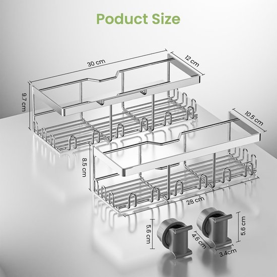 Unyqoos ® Innovatieve Doucheplank Set zonder Boren voor Organisatie en Opslag in de Badkamer