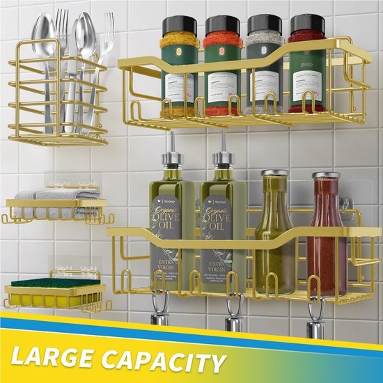 Unyqoos ® Roestvrij Stalen Doucheplankenset Zonder Boren Met Multifunctionele Opslagopties