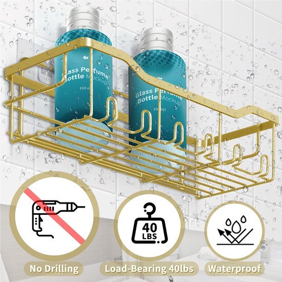 Unyqoos ® Roestvrij Stalen Doucheplankenset Zonder Boren Met Multifunctionele Opslagopties