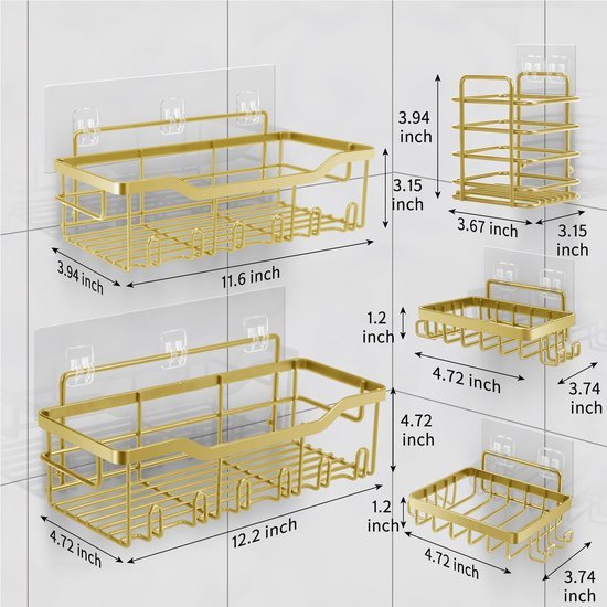 Unyqoos ® Roestvrij Stalen Doucheplankenset Zonder Boren Met Multifunctionele Opslagopties