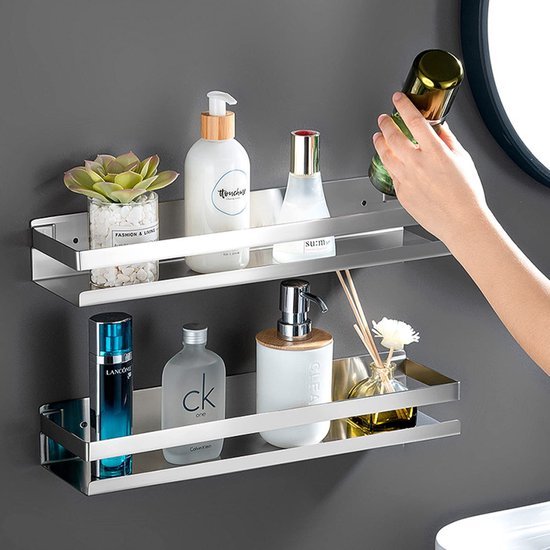 Unyqoos ® Ruime en Roestvrije Doucheplank Set met Multifunctionele Haken voor Badkamerorganisatie