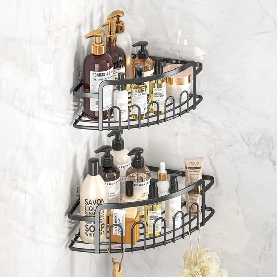 Unyqoos ® Ruimtebesparend Hoekrek voor Badkamer en Keuken met Grote Capaciteit en Eenvoudige Installatie