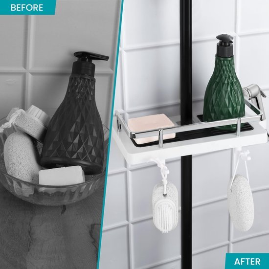 Unyqoos ® Aanpasbare Doucherekken Set Zonder Boren voor Organisatie en Opbergruimte