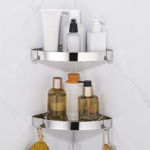 Unyqoos ® Stijlvolle Roestvrijstalen Doucheplank voor Badkamerorganisatie zonder Boren - Set van 2 Zilver