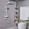 Unyqoos ® Verstelbare Hoek Douche Organizer met Uitschuifbare Stang en Vier Opbergmanden