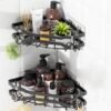 Unyqoos® Zelfklevende hoekdoucheplank, organizer-rek met 4 haken voor badkamer zonder boren, 2 stuks, zwart