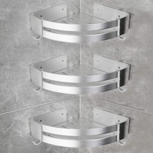 Unyqoos® Doucherekje met Driehoekige Aluminium Bakjes voor Hoekmontage in Badkamer of Keuken