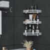 Unyqoos® Doucherekje met Driehoekige Aluminium Bakjes voor Hoekmontage in Badkamer of Keuken