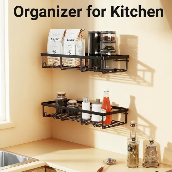 550x550-24396.jpg Unyqoos® Twee Luxe Zwarte Doucheplanken zonder Boren voor Badkamerorganisatie