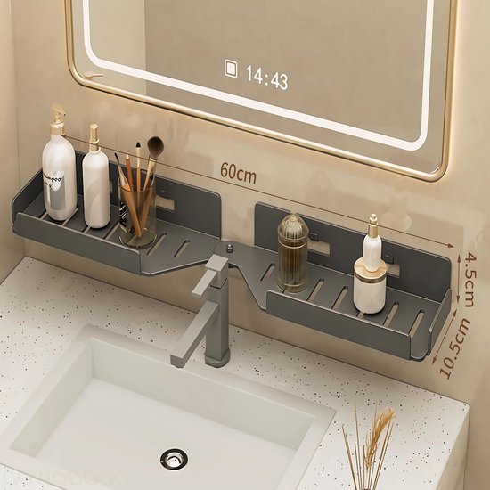 Unyqoos® Ruimtebesparende hoekplank voor badkamer en keuken zonder boren