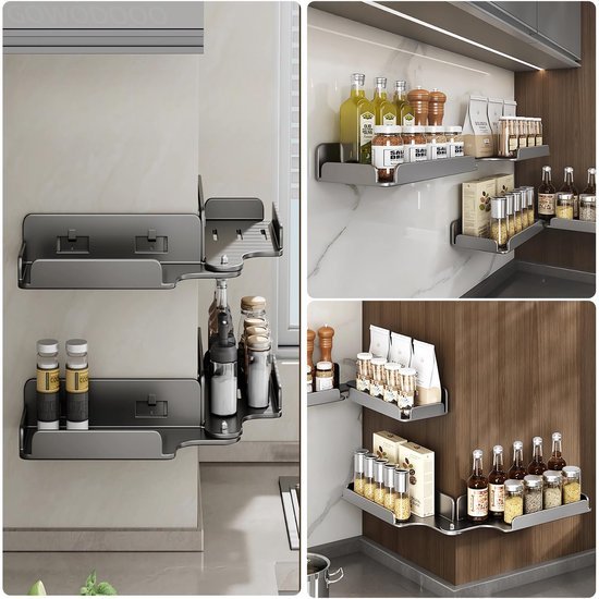 Unyqoos® Ruimtebesparende hoekplank voor badkamer en keuken zonder boren
