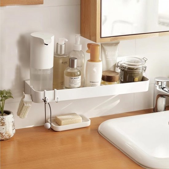 Unyqoos® Functioneel en ruimtebesparend wandrek zonder boren voor badkamer en keuken