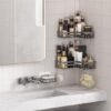 Unyqoos® Set van drie grijze doucheplanken zonder boren met haken voor badkamer en keuken