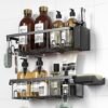 Unyqoos® Zwarte badkamer organizer set zonder boren met vier opbergrekken