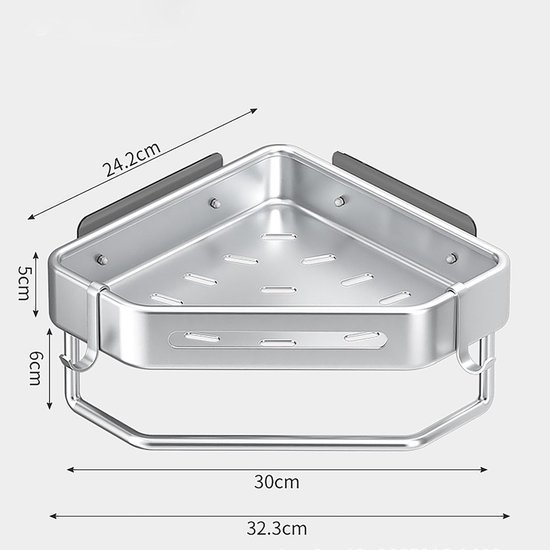 550x550-24460.jpg Unyqoos® Zwarte hoekdoucheplank zonder boren met haken en stang voor badkamer