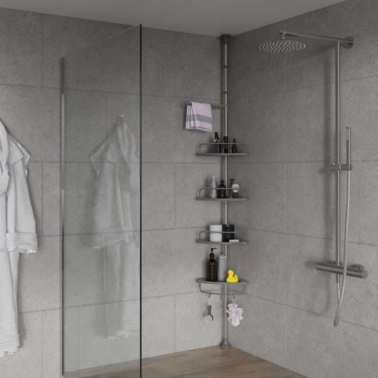 550x550-24567.jpg Unyqoos® Verstelbaar hoekrek voor badkamer met vier planken en haken