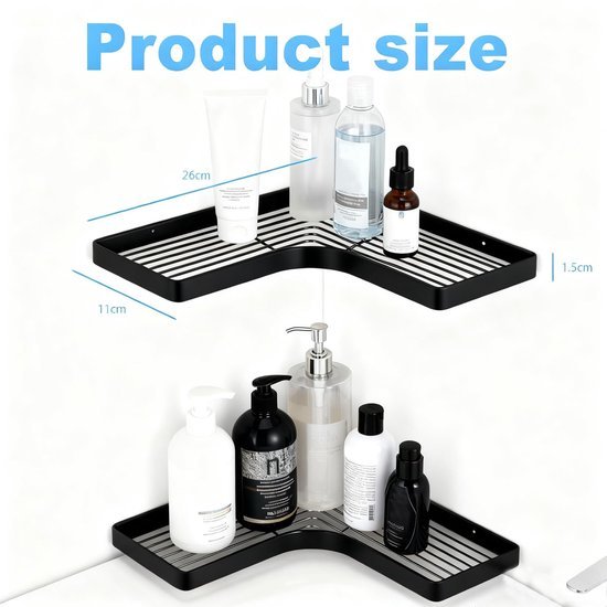 Unyqoos® Roestvrijstalen hoekplanken voor de douche met plakstrips en ventilatieopeningen