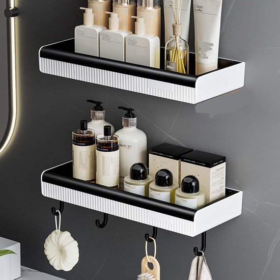 550x550-24648.jpg Unyqoos® Set van twee multifunctionele wandrekken voor badkamer en keuken zonder boren