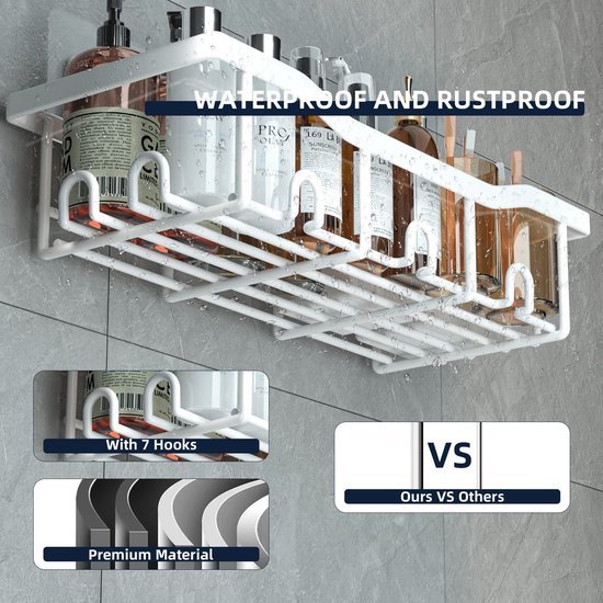 Unyqoos® Moderne set van drie roestvrije doucheplanken met zeepbakje en haak