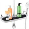 Unyqoos® Badekamer Douche Caddy met Verstelbare Houders en Haken voor Douchestang Bevestiging zonder Boren