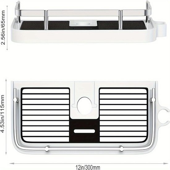 Unyqoos® Badekamer Douche Caddy met Verstelbare Houders en Haken voor Douchestang Bevestiging zonder Boren