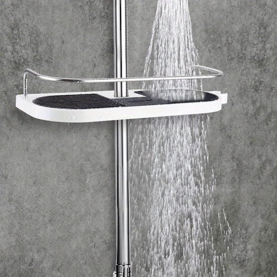 Unyqoos® Badekamer Douche Caddy met Verstelbare Houders en Haken voor Douchestang Bevestiging zonder Boren