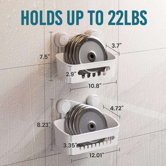 550x550-24765.jpg Unyqoos® Twee Stuks Wandgemonteerde Doucherekken Zonder Boren voor Badkamer en Keuken