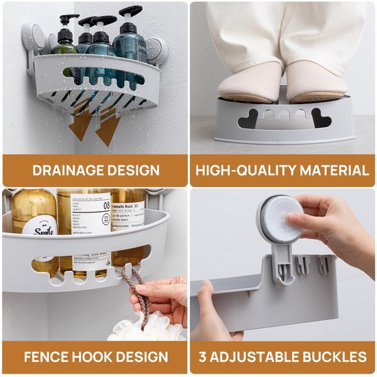 Unyqoos® Tweepack Zuignap Doucheplanken voor Badkamer en Keuken Zonder Boren