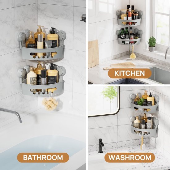 Unyqoos® Tweepack Zuignap Doucheplanken voor Badkamer en Keuken Zonder Boren