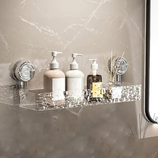 Unyqoos® Transparante doucheplank met zuignap en afvoer voor badkamer en keuken