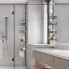 Unyqoos® Ruimtebesparend Telescopisch Douchehoekrek met Vier Manden en Antislip Functie voor Badkamer
