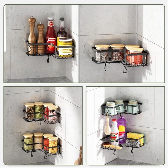 Unyqoos® Set van twee roestvrije doucheorganizers met zelfklevende montage en haken