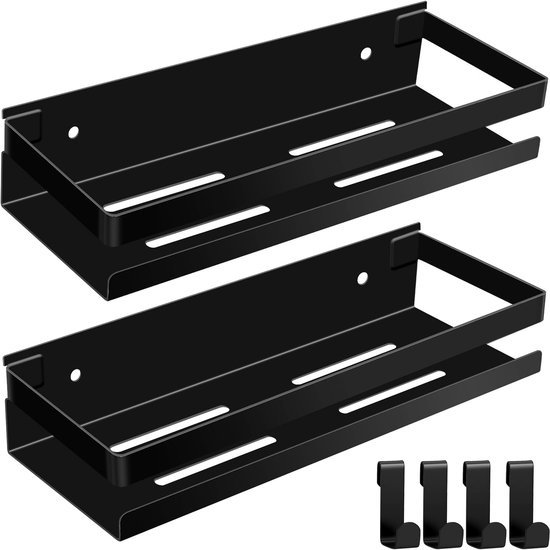550x550-24828.jpg Unyqoos® Twee Stuks Zwarte Roestvrij Stalen Doucheplanken voor Badkamerorganisatie