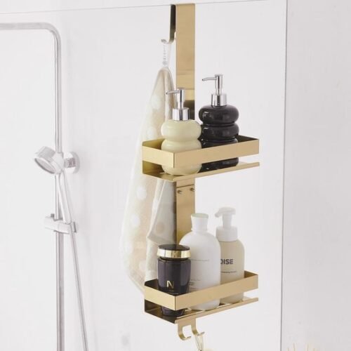 Unyqoos® Roestvrijstalen douche-organizer met haken en ruime opbergmogelijkheden