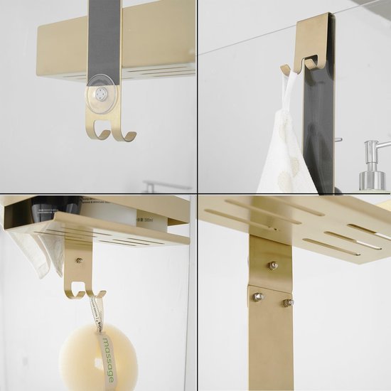 Unyqoos® Roestvrijstalen douche-organizer met haken en ruime opbergmogelijkheden