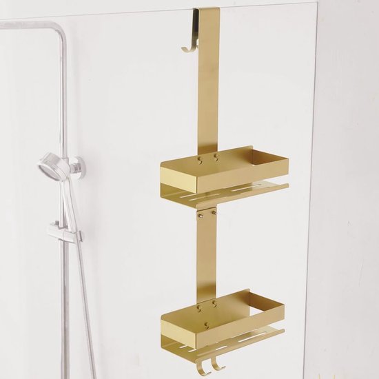 Unyqoos® Roestvrijstalen douche-organizer met haken en ruime opbergmogelijkheden