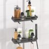 Unyqoos® Grijs hangend douche-opbergsysteem met verstelbare planken en haken