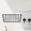 Unyqoos® Zwarte metalen opbergmand zonder boren voor badkamer en keuken, zelfklevend en ruimtebesparend ontwerp