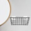 Unyqoos® Zwarte metalen opbergmand zonder boren voor badkamer en keuken, zelfklevend en ruimtebesparend ontwerp