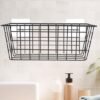 Unyqoos® Zwarte metalen opbergmand zonder boren voor badkamer en keuken, zelfklevend en ruimtebesparend ontwerp